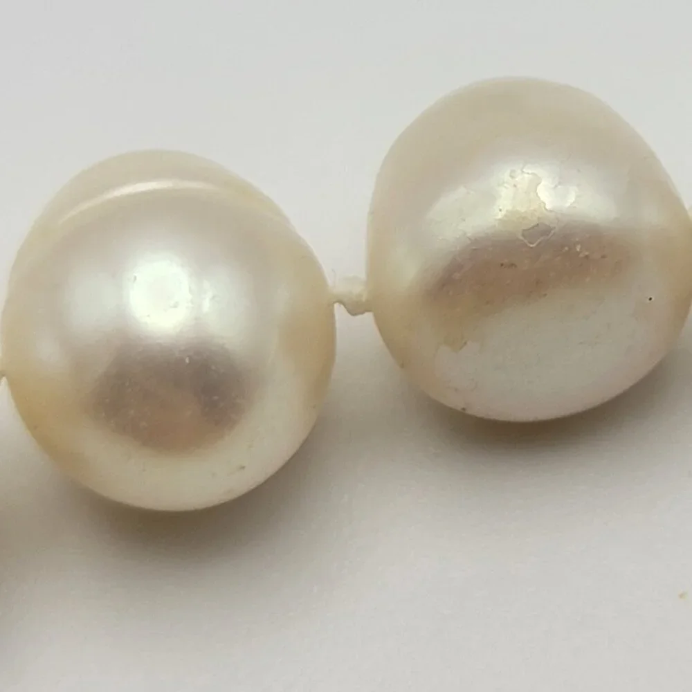Large Freshwater Pearl Necklace 19 Inch White Silver Tone Magnetic Clasp 12.7mm - Picture 4 of 9